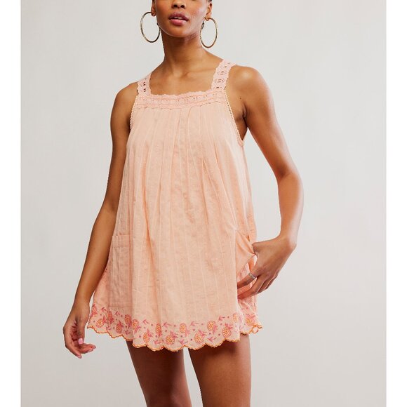 FREE PEOPLE Latecia Embroidered Mini / Spring Melon - Picture 1 of 7